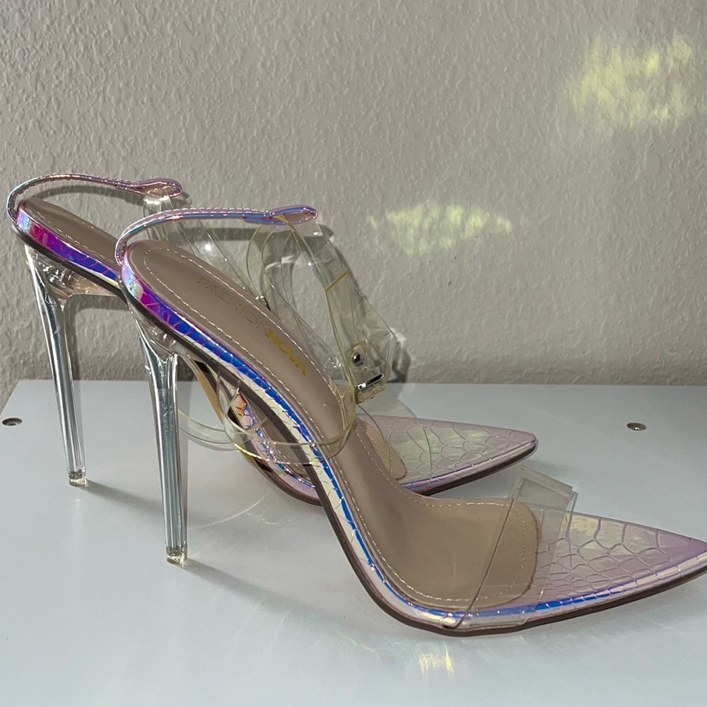 Fashion Nova Multicolor Ombre Heels with Clear Straps - Picture 2 of 6
